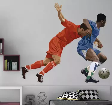 Fighting football players sticker for wall - TenStickers
