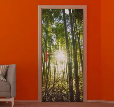 Forest with flash glass door sticker - TenStickers