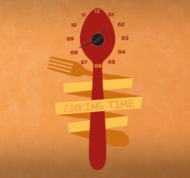 Fork & Spoon Stick on Wall Clock - TenStickers