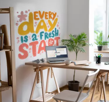 Fresh Start inspirational quote stickers - TenStickers