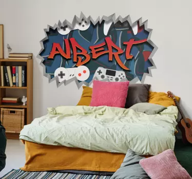 Customisable gamer graffiti teenager gaming wall sticker - TenStickers