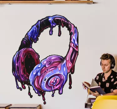 Melting headset video gaming wall sticker for bedroom - TenStickers
