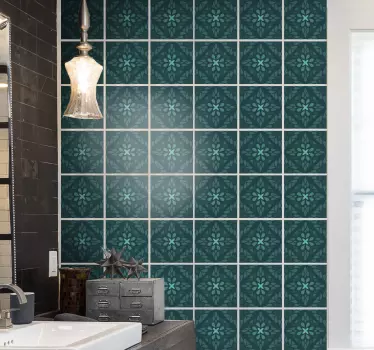 Geometric emerald bathroom tile sticker - TenStickers