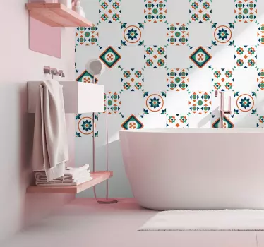 Geometric vibes bathroom tile sticker - TenStickers