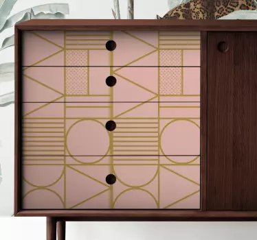 Gold and pink colors block decals for furniture - TenStickers