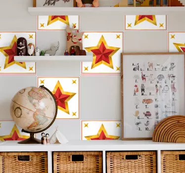 Gold Christmas Star tile christmas wall sticker - TenStickers