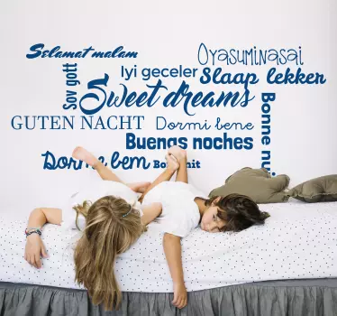 Good Night in Different Languages Wall Sticker for Bedroom - TenStickers
