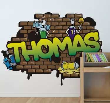 Graffiti Name brick background urban decal - TenStickers