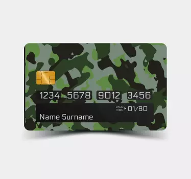 Green camouflage design bank card sticker - TenStickers