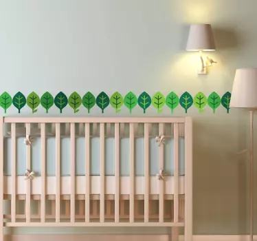 Green teal leaves plant border wall sticker - TenStickers
