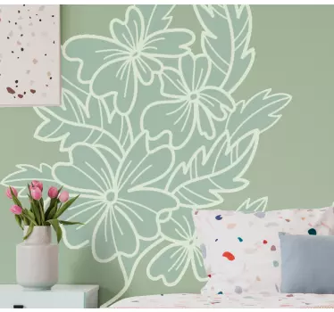 Green minimalist nice flower kitchen stickers - TenStickers