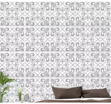 Grey and white tile sticker for bedroom - TenStickers