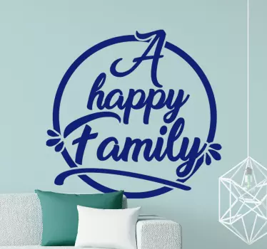 Happy family text living room wall sticker - TenStickers
