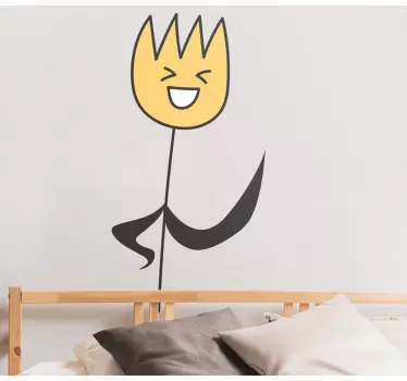 Happy floral character wall sticker - TenStickers