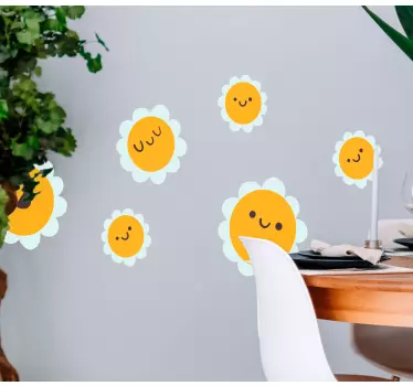 Happy flower design wall sticker - TenStickers
