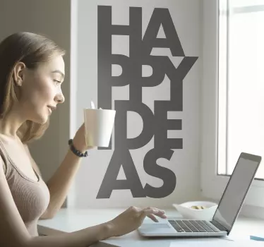 Happy Ideas for Everyone quote wall sticker - TenStickers