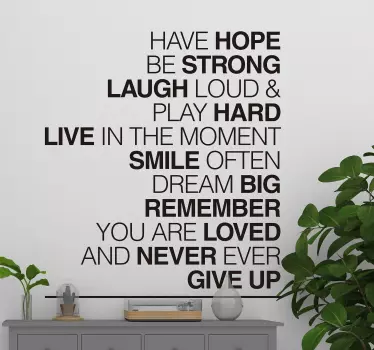 Have hope motivational text living room wall sticker - TenStickers