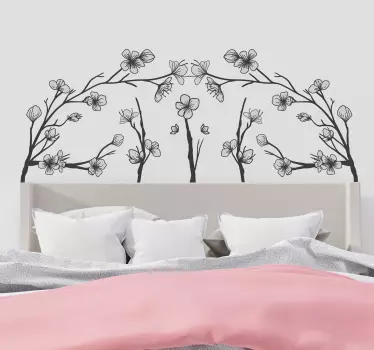 Headboard with flowers headboard wall sticker - TenStickers