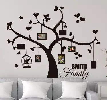 Heart family tree living room wall sticker - TenStickers