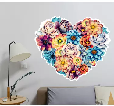 Heart floral arrangement wall sticker - TenStickers