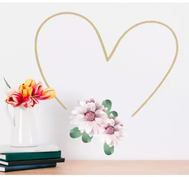 Heart shaped floral flower wall sticker - TenStickers