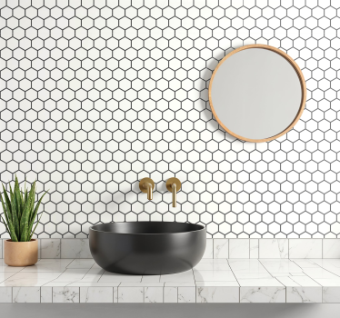 Hexagon white bathroom tile sticker - TenStickers