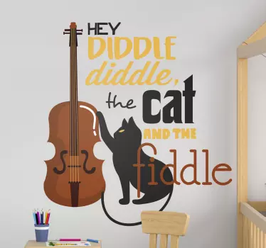 Hey diddle diddle nursery rhyme song lyric wall decal - TenStickers