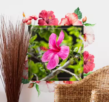 Hibiscus Floral Design nature wall sticker - TenStickers