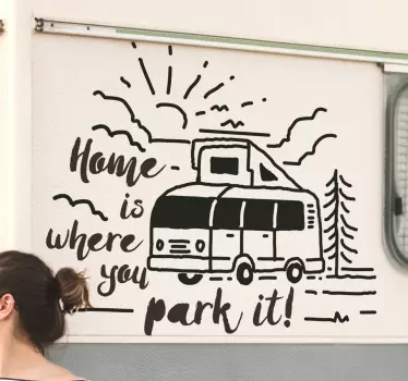 Home is where you park it text car Decal - TenStickers