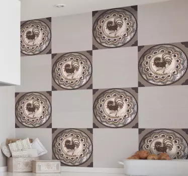 Horezu ceramic pattern kitchen tile transfer - TenStickers