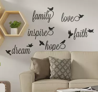 Inspirational Words with Birds bird wall decal - TenStickers