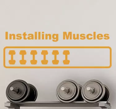 Installing Muscles Fitness wall decor - TenStickers