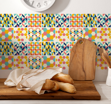 Intricate colourful kitchen tile sticker - TenStickers
