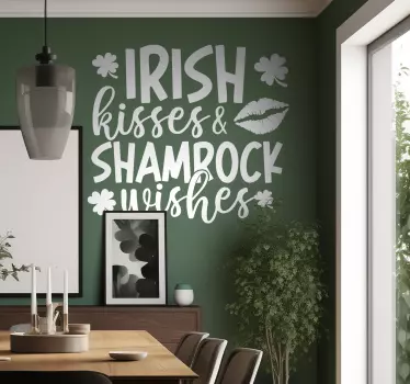 Irish Kisses St Patrick's Theme Quote Sticker - TenStickers