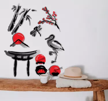 Japanese elements animal wall decor - TenStickers