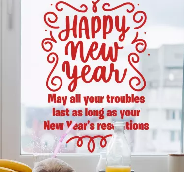 Joyful new year wishes quote wall sticker - TenStickers