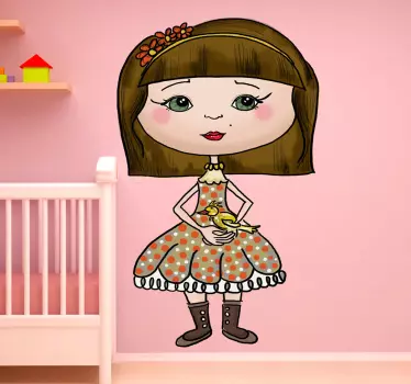 Kids Bird Girl Wall Sticker - TenStickers