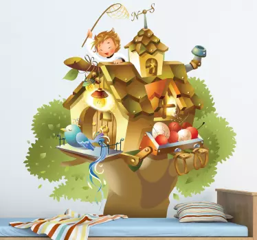 Kids bird tree house wall sticker - TenStickers