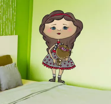 Kids Cat Girl Wall Sticker - TenStickers