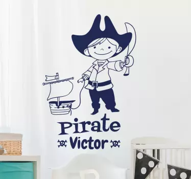Kids Personalised Pirate wall sticker for kids - TenStickers