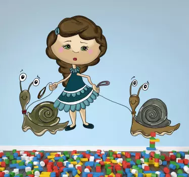 Kids Snail Girl Wall Sticker - TenStickers