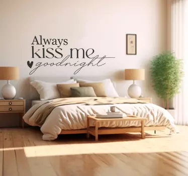 Kiss me good night quote wall sticker - TenStickers