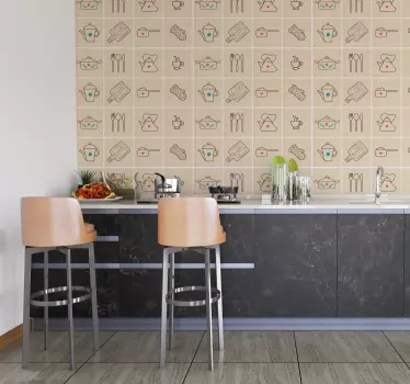 Kitchen items tile sticker - TenStickers