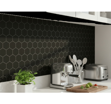 Kitchen wall sticker matte black honeycomb - TenStickers