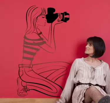 Lady Photographer Wall Sticker - TenStickers