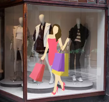 Lady Shopping Wall Sticker - TenStickers