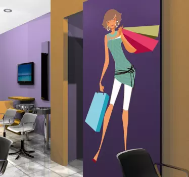 Lady with Shopping Bags Sticker - TenStickers