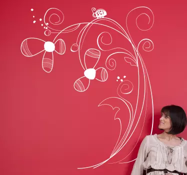 Ladybug on Flower Wall Sticker - TenStickers