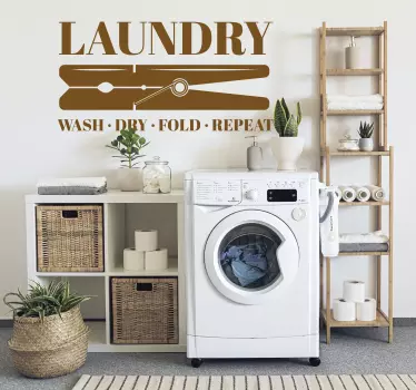 Laundry clothes peg wall decals quotes - TenStickers