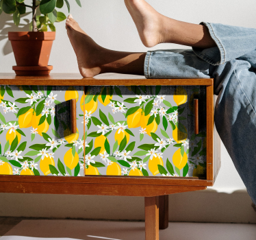 Lemon flower pattern flower wall sticker - TenStickers